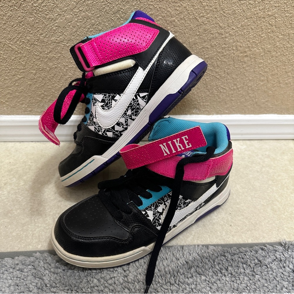 Nike Air  Morgan Black and Pink High-Top Sneakers with Ankle Strap
